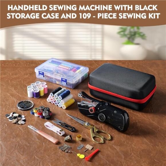 Handheld Sewing Machine with Black Storage Case and 109-Piece Sewing Kit, Mini - Picture 7 of 8